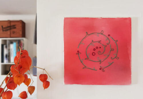 Stickerei "Ranke" in rot